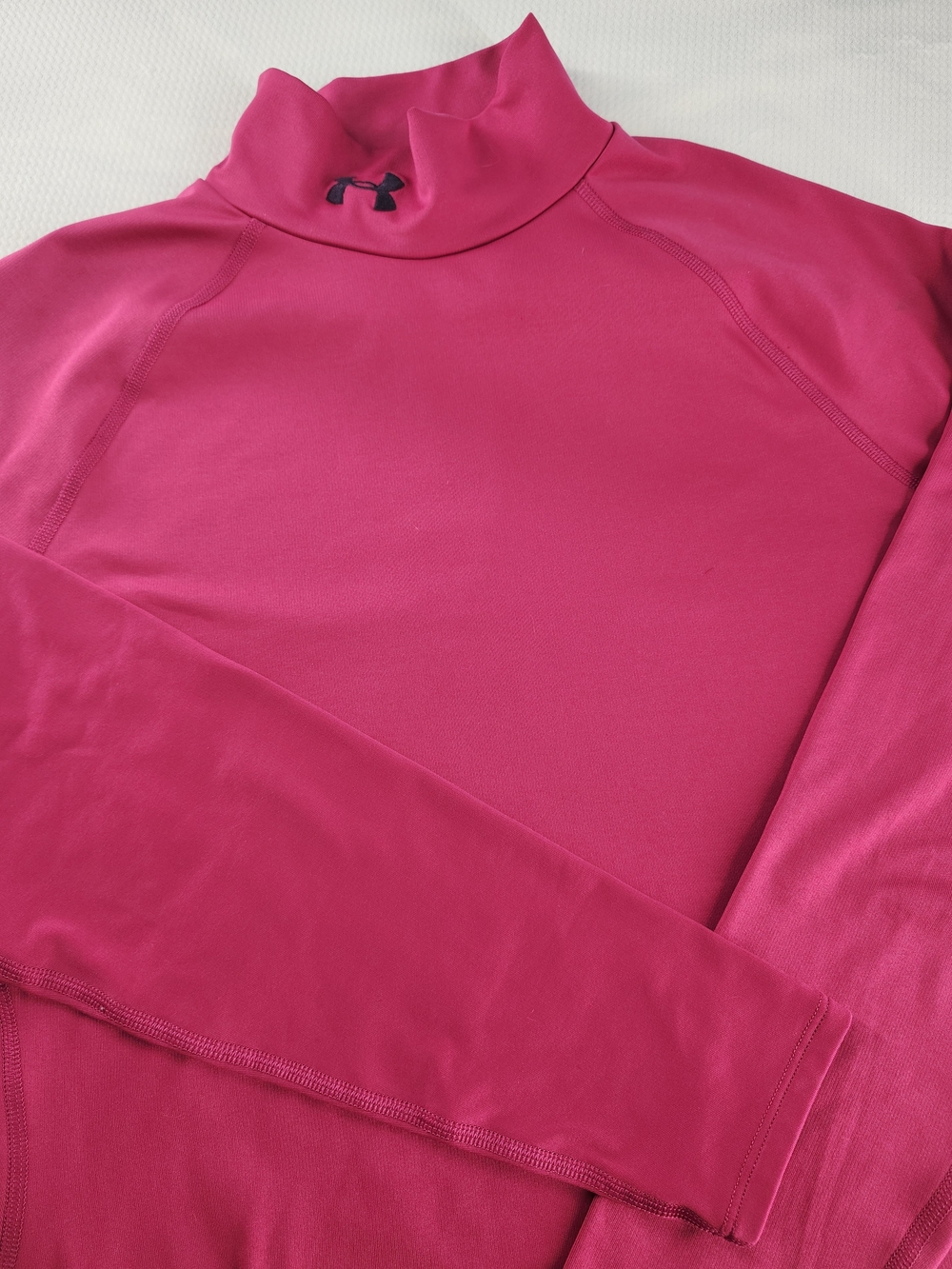 Under Armour ColdGear Running Pink Long Sleeve Mock Neck Fitted Base Layer L